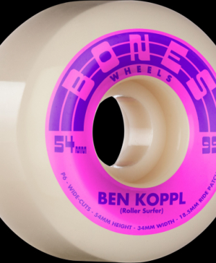Bones wheels pro stf skateboard wheels koppl rollersurfer 54mm v6 wide-cut 99a 4pk