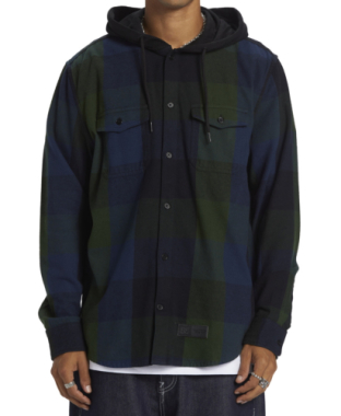 Dc ruckus hooded long sleeve shirt (black, dress blue)