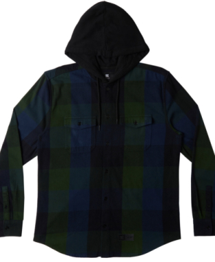 Dc ruckus hooded long sleeve shirt (black, dress blue)