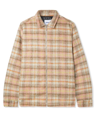 Plaid flannel zip thru shirt